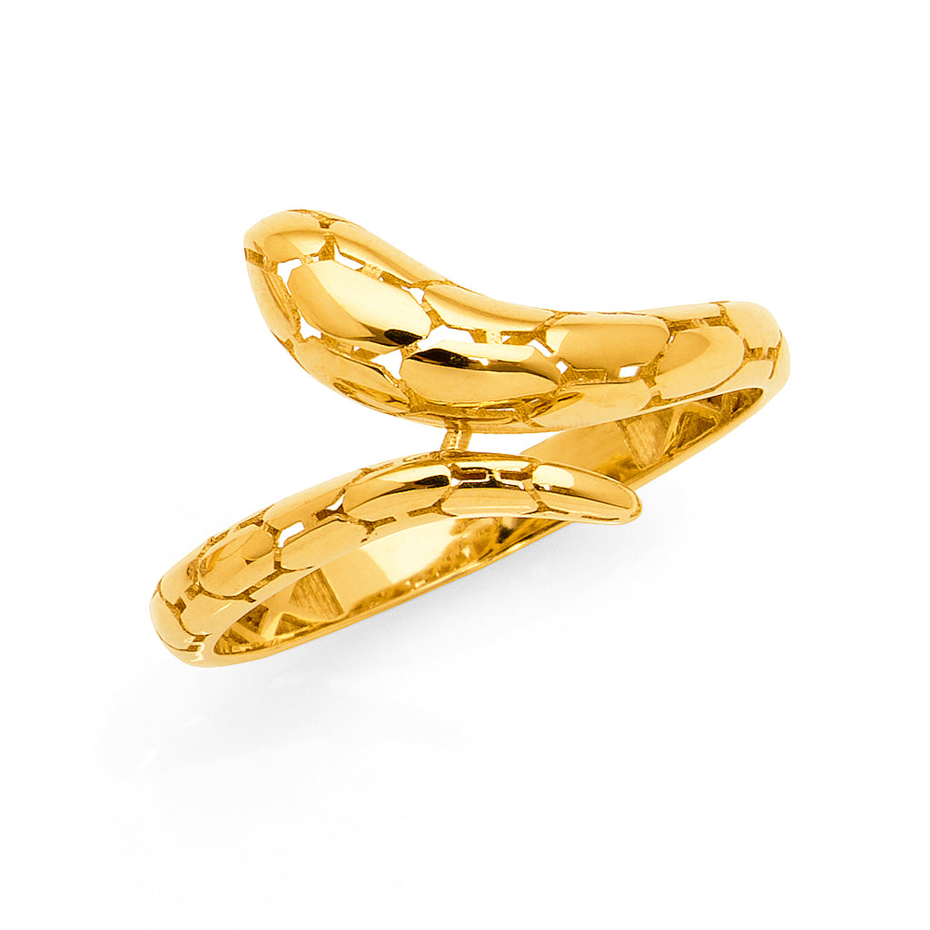 9ct Yellow Gold Snake Offset Ring