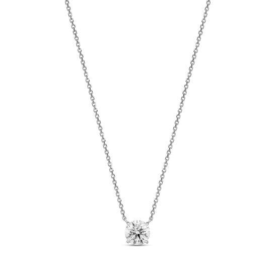 Evergem 9ct White Gold 5mm Round Cubic Zirconia Necklet N10-