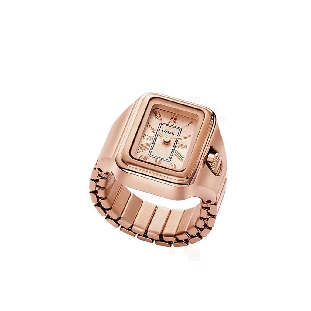 Fossil Raquel Rose Tone Rectangle Watch Ring ES5345