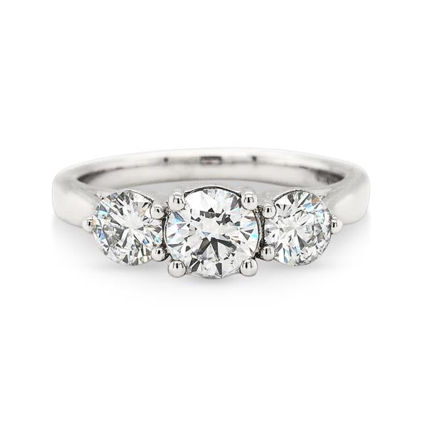 18ct White Gold Lab Grown Trilogy Engagement Ring TDW 1.44CT