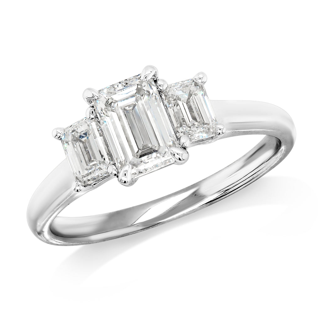 9ct White Gold Lab Grown Trilogy Diamond Engagement Ring TDW