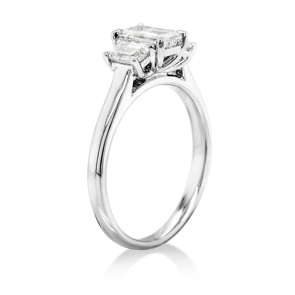 9ct White Gold Lab Grown Trilogy Diamond Engagement Ring TDW