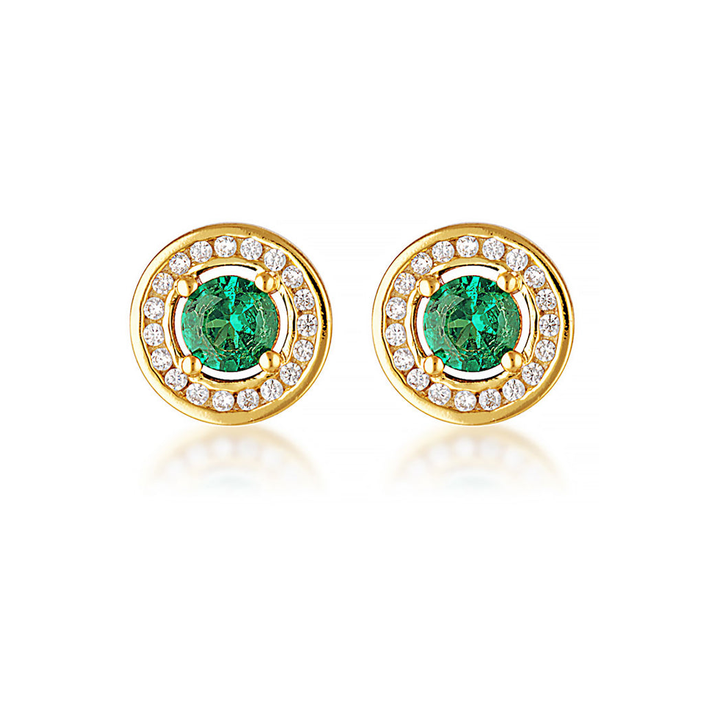 Georgini Milestone Emerald Cubic Zirconia Halo Stud Earrings