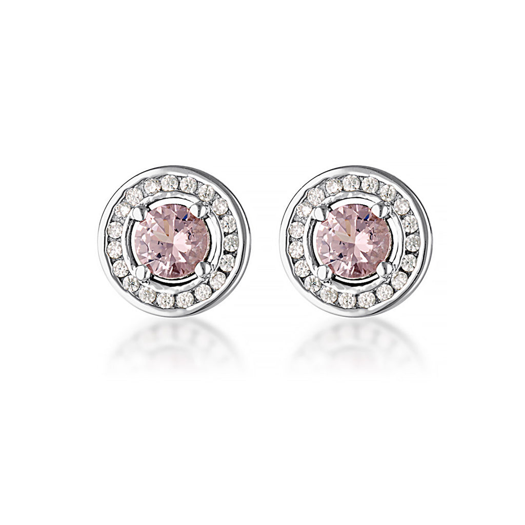 Georgini 'Milestone' Pink Cubic Zirconia Halo Stud Earrings