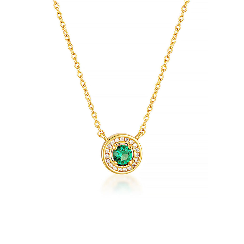 Georgini Milestone Gold Emerald Cubic Zirconia Halo Pendant
