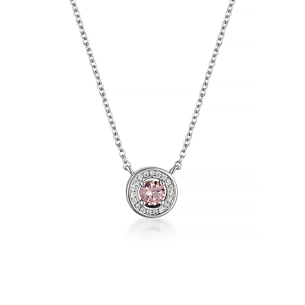 Georgini 'Milestone' Pink Cubic Zirconia Halo Pendant IP1164