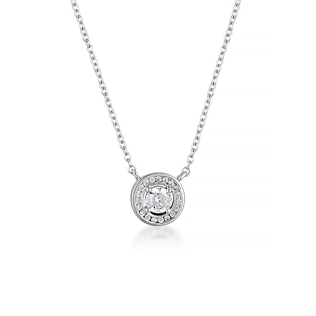 Georgini 'Milestone' Silver Cubic Zirconia Halo Pendant IP11