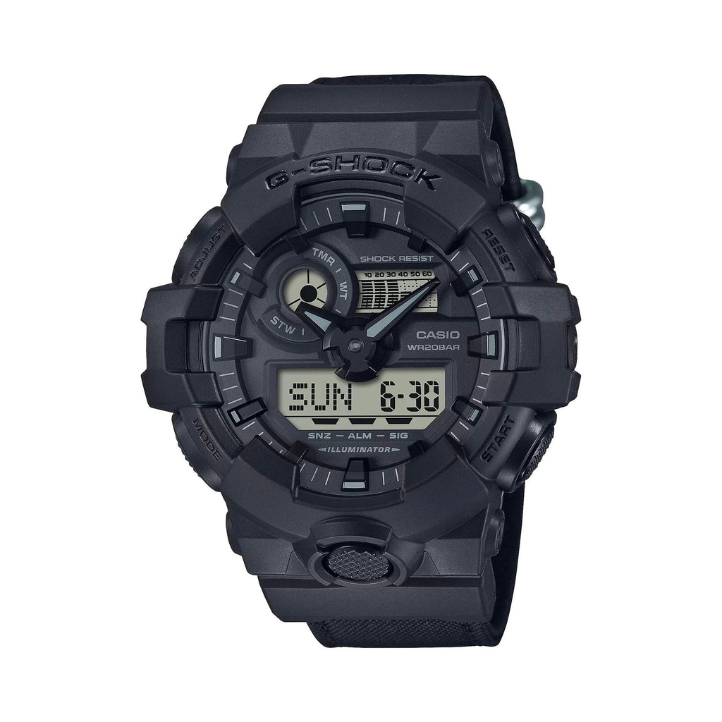 Casio G-Shock Analogue Digital Black Nylon Watch GA700BCE-1A