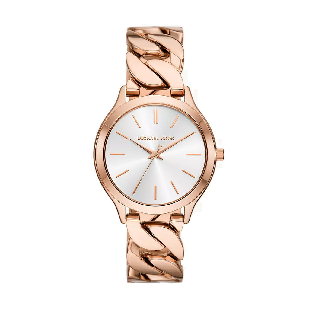 Michael Kors Slim Runway Rose-Tone Curb-Link Bracelet Watch