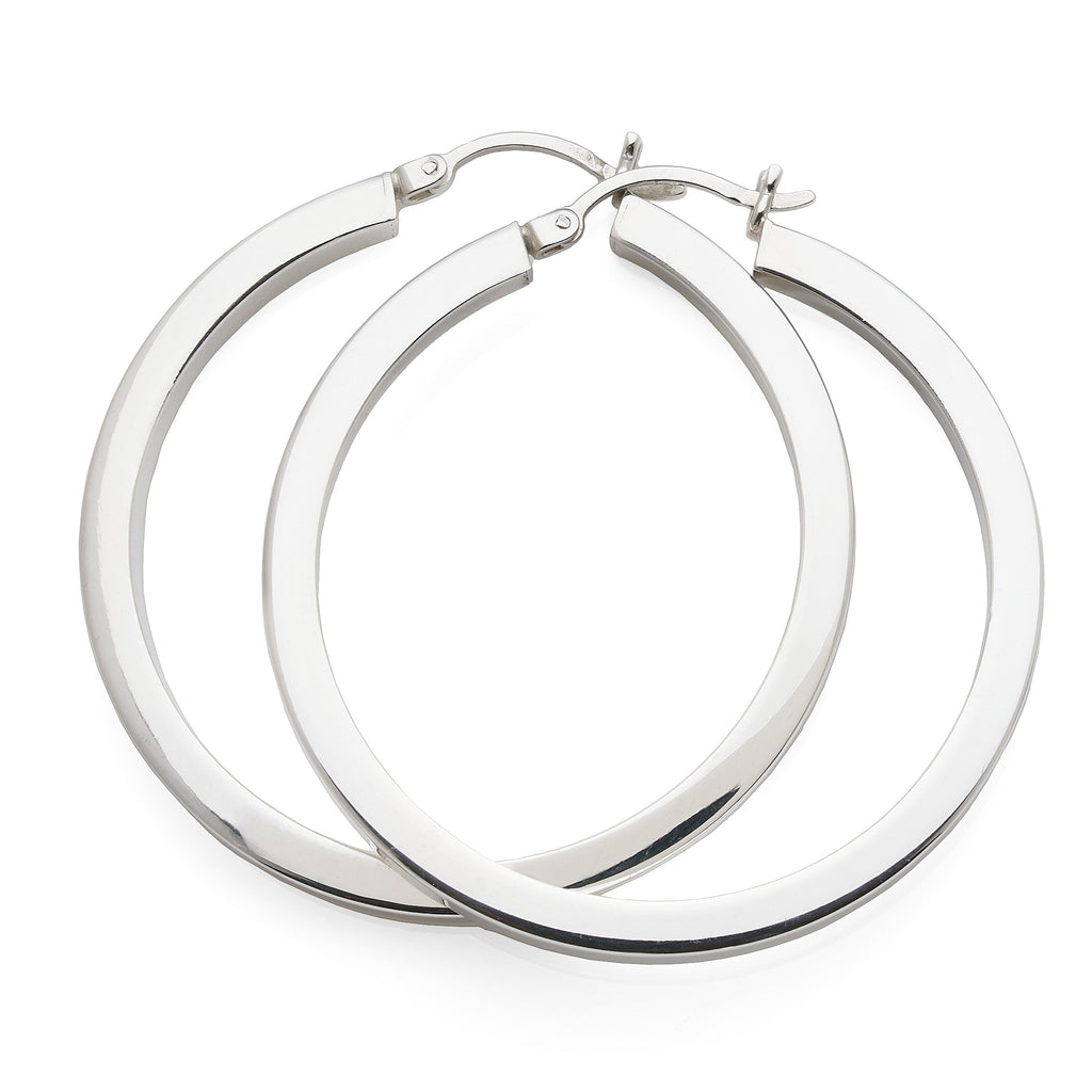 Sterling Silver Square Tube 35mm Hoop Earrings