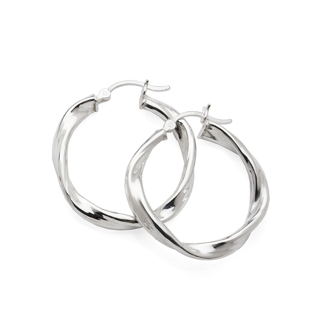 Sterling Silver Loose Twist 24mm Hoop Earrings