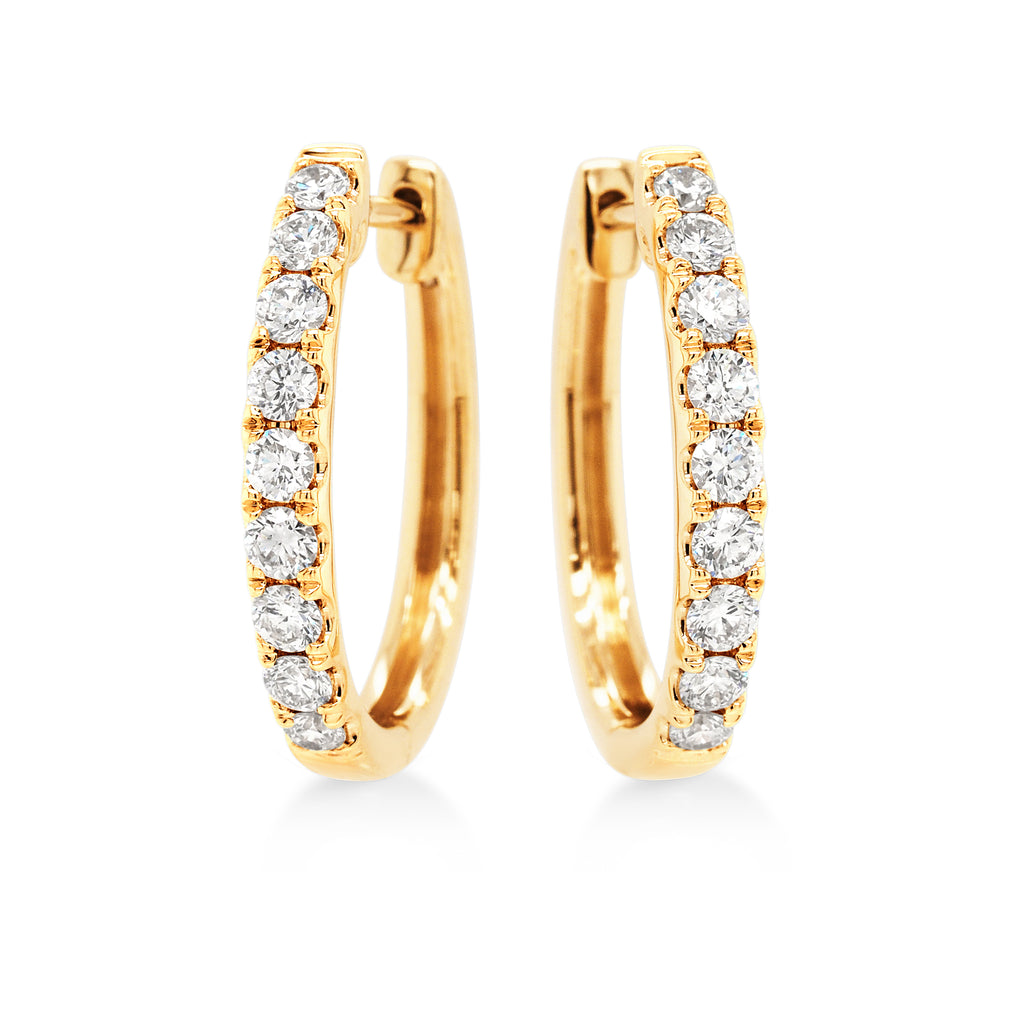 9ct Yellow Gold Lab Grown Diamond 17mm Hoop Earrings TDW 0.5