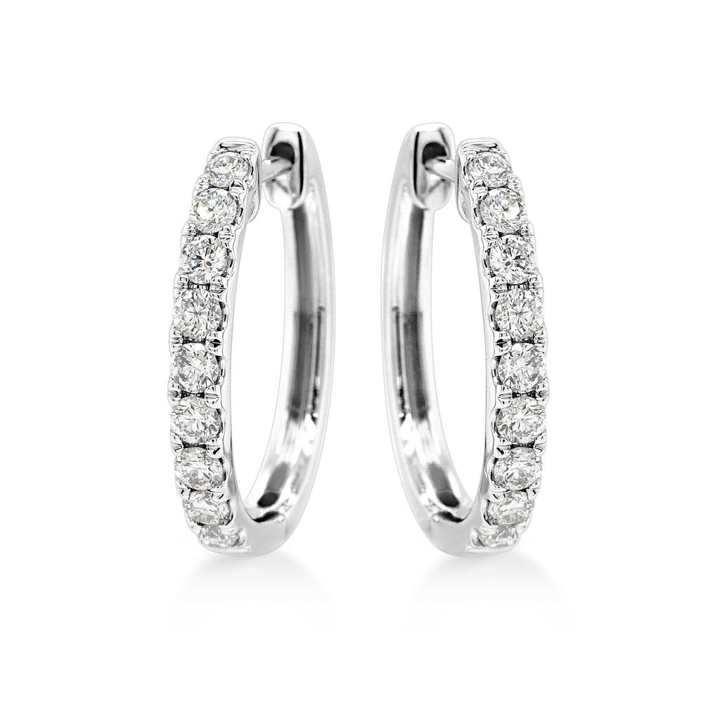 9ct White Gold Lab Grown Diamond 17mm Hoop Earrings TDW 0.50