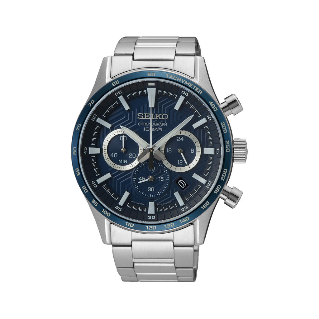 Seiko Chronograph Stainless Steel Blue Dial Watch SSB445P