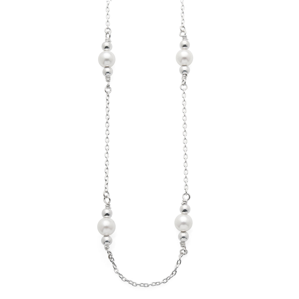 Sterling Silver Pearl Look Cable Chain Necklet