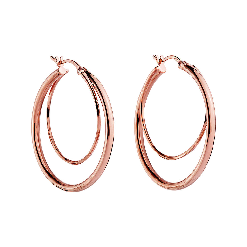 Najo 'Whirlpool' Rose Tone Hoop Earring E7013