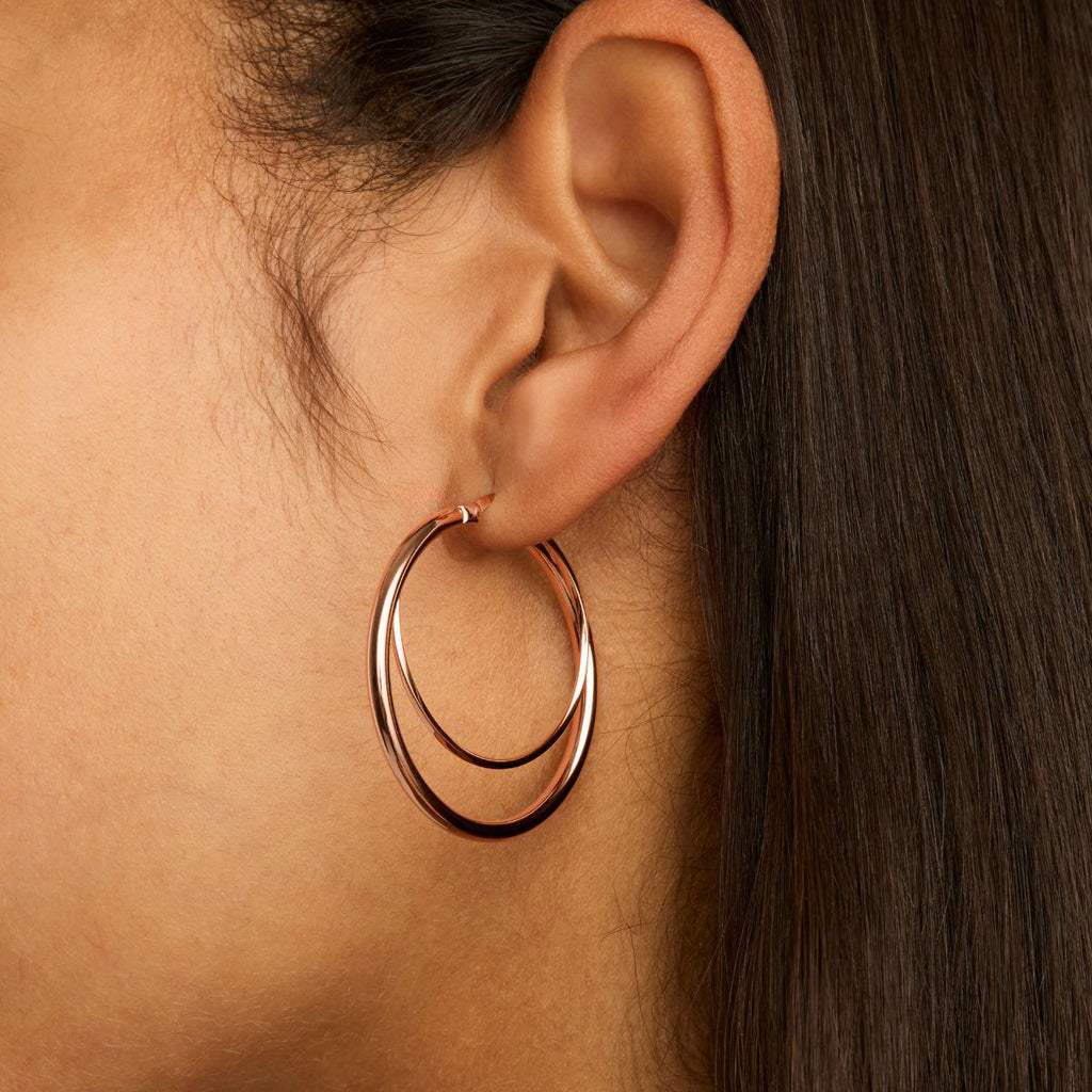 Najo 'Whirlpool' Rose Tone Hoop Earring E7013