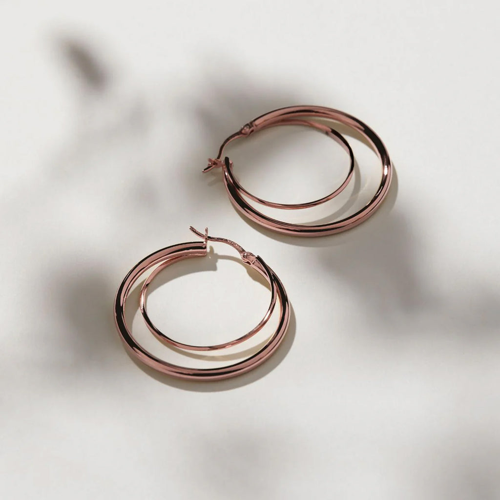 Najo 'Whirlpool' Rose Tone Hoop Earring E7013