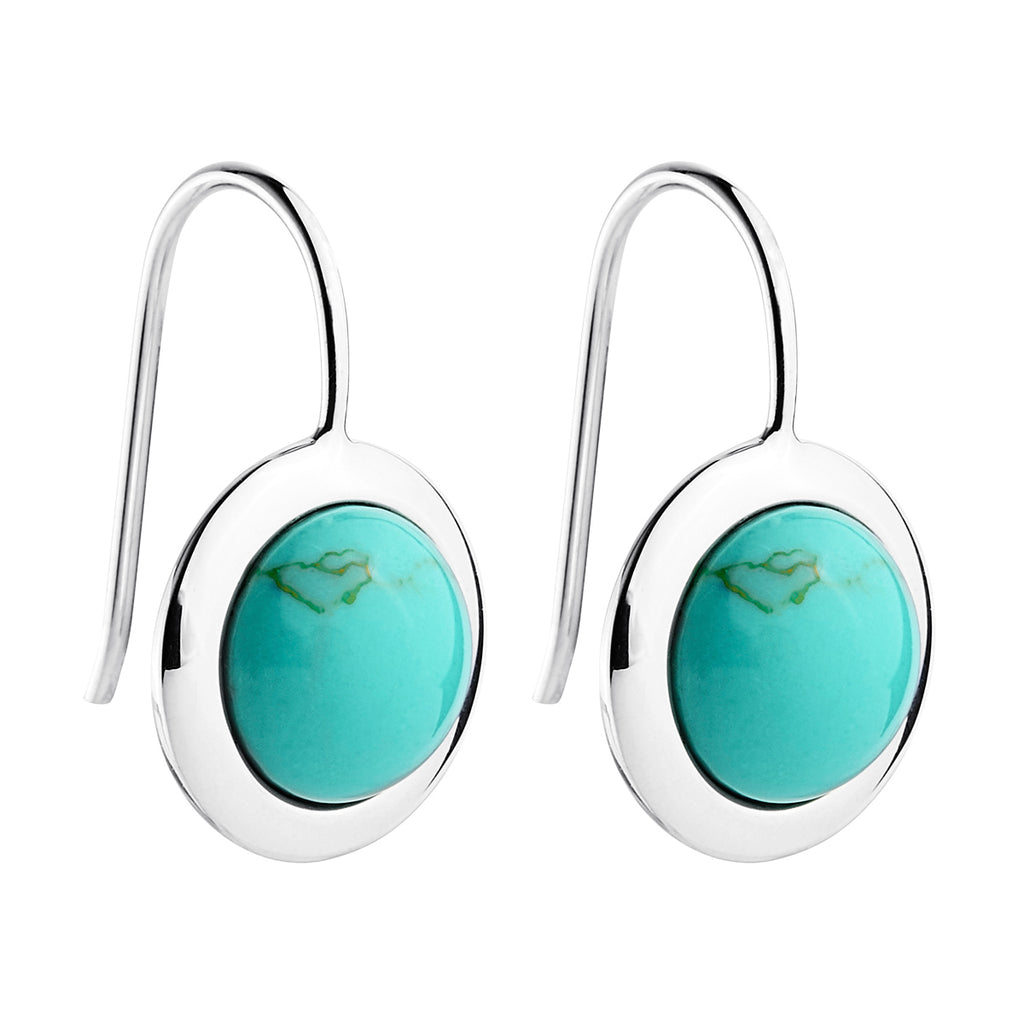 Najo 'Husk' Sterling Silver Turquoise Drop Hook Earrings E70