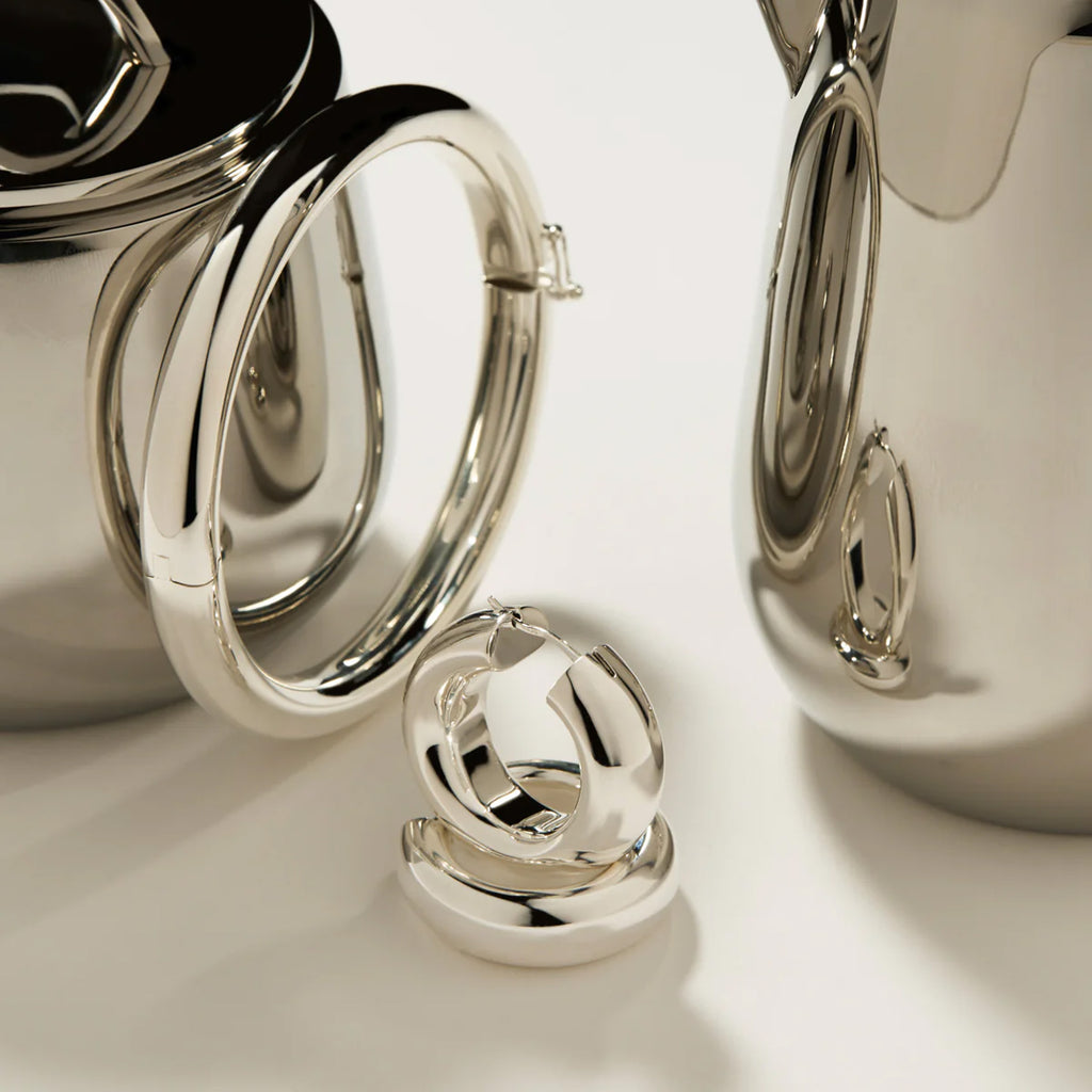 Najo 'Panorama' Sterling Silver 30mm Hoop Earrings E7070