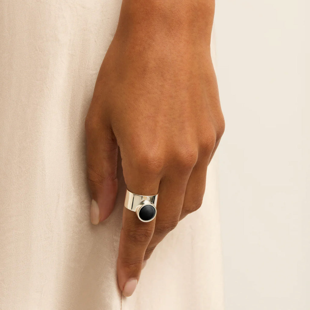 Najo 'Husk' Sterling Silver Onyx Ring R7056