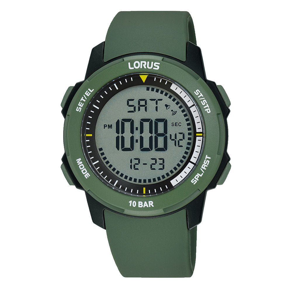 Lorus Chronograph Digital Green & Black Watch R2377PX-9