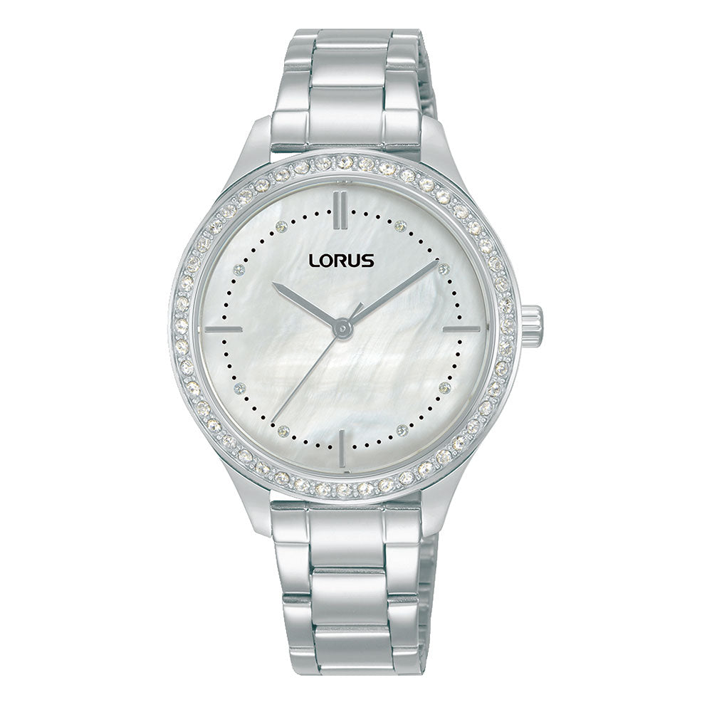 Lorus Stainless Steel Mother of Pearl Dial & Crystal Bezel W