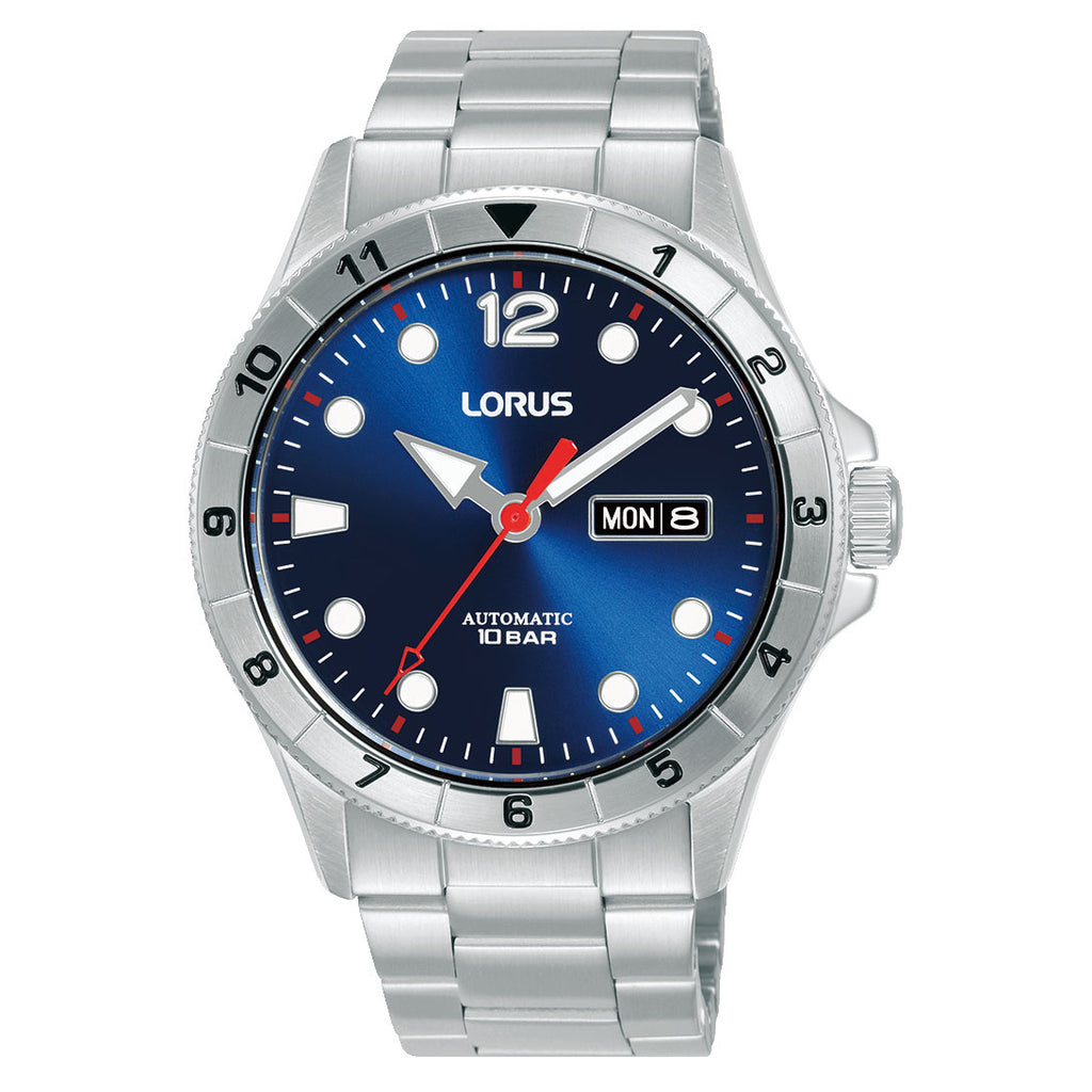 Lorus Stainless Steel Blue Dial Red Accent Automatic Watch R