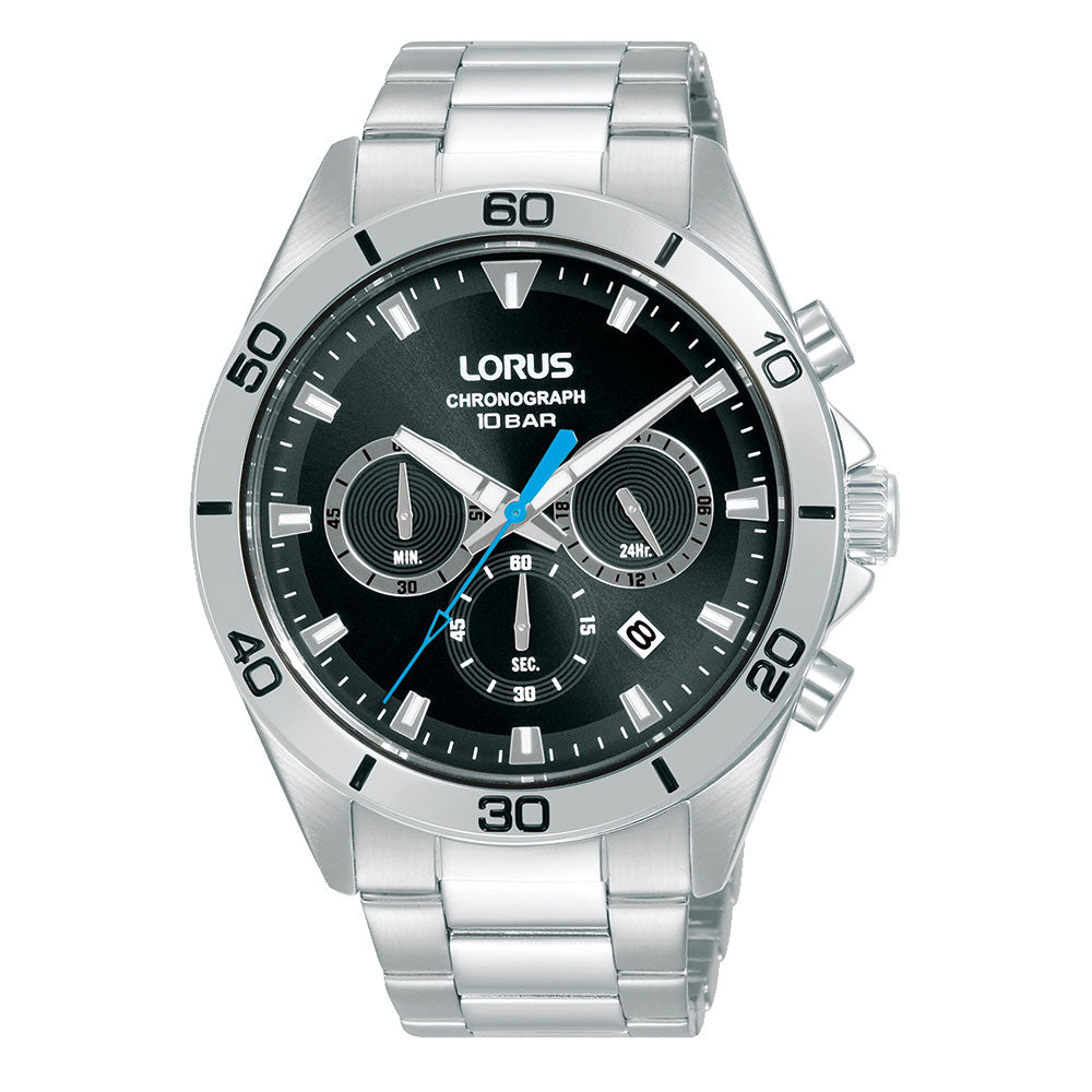 Lorus Chronograph Stainless Steel Black Dial Watch RT335KX-9