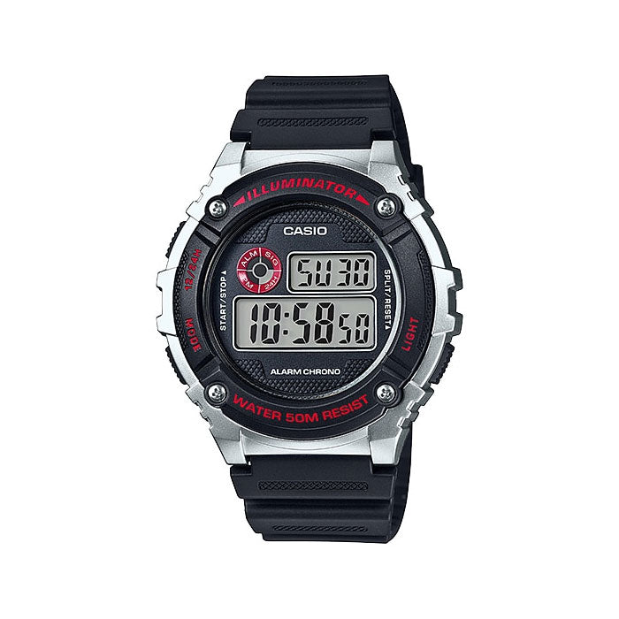 Casio Illuminator Black Resin Digital Watch W216H-1C