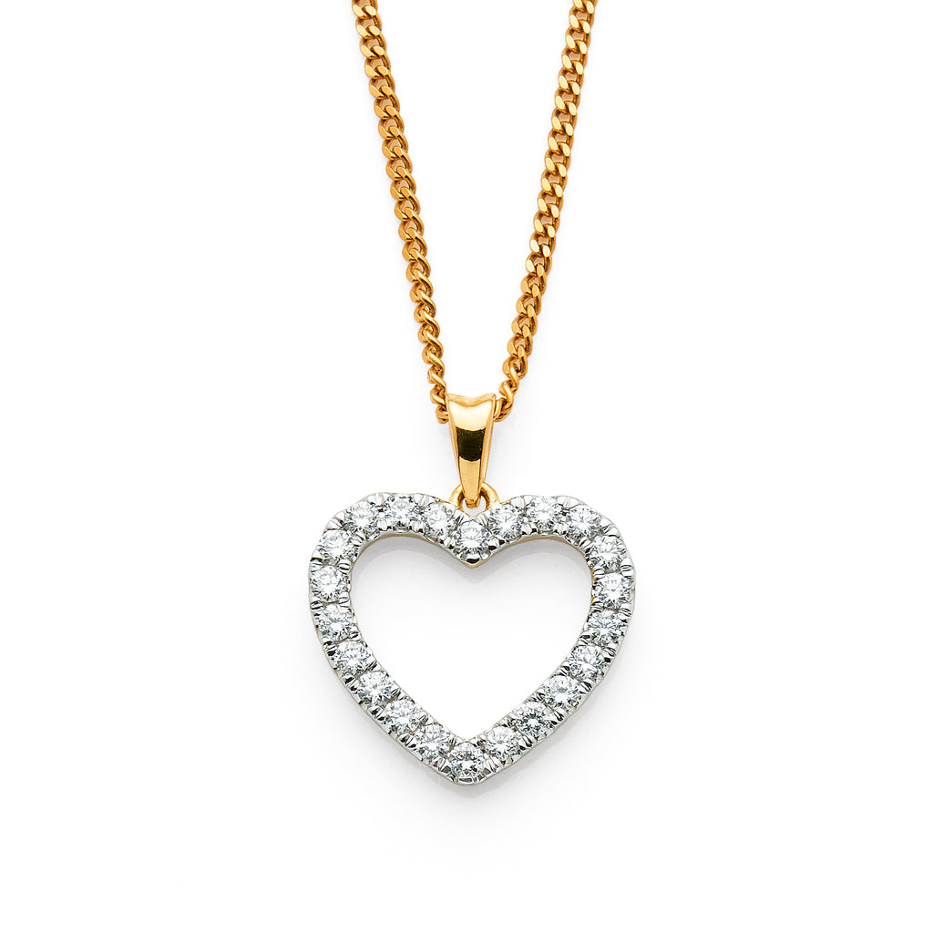 9ct Gold Lab-Grown Diamond 17mm Heart Pendant TDW 0.50CT