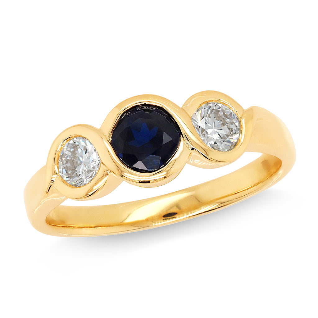 9ct Yellow Gold Lab Grown Diamond & Created Sapphire Ring TD