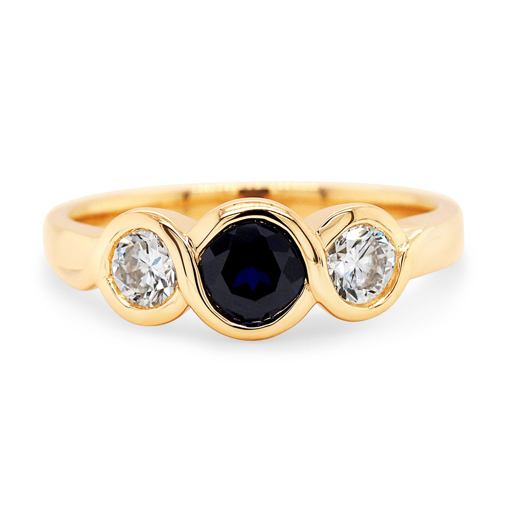 9ct Yellow Gold Lab Grown Diamond & Created Sapphire Ring TD