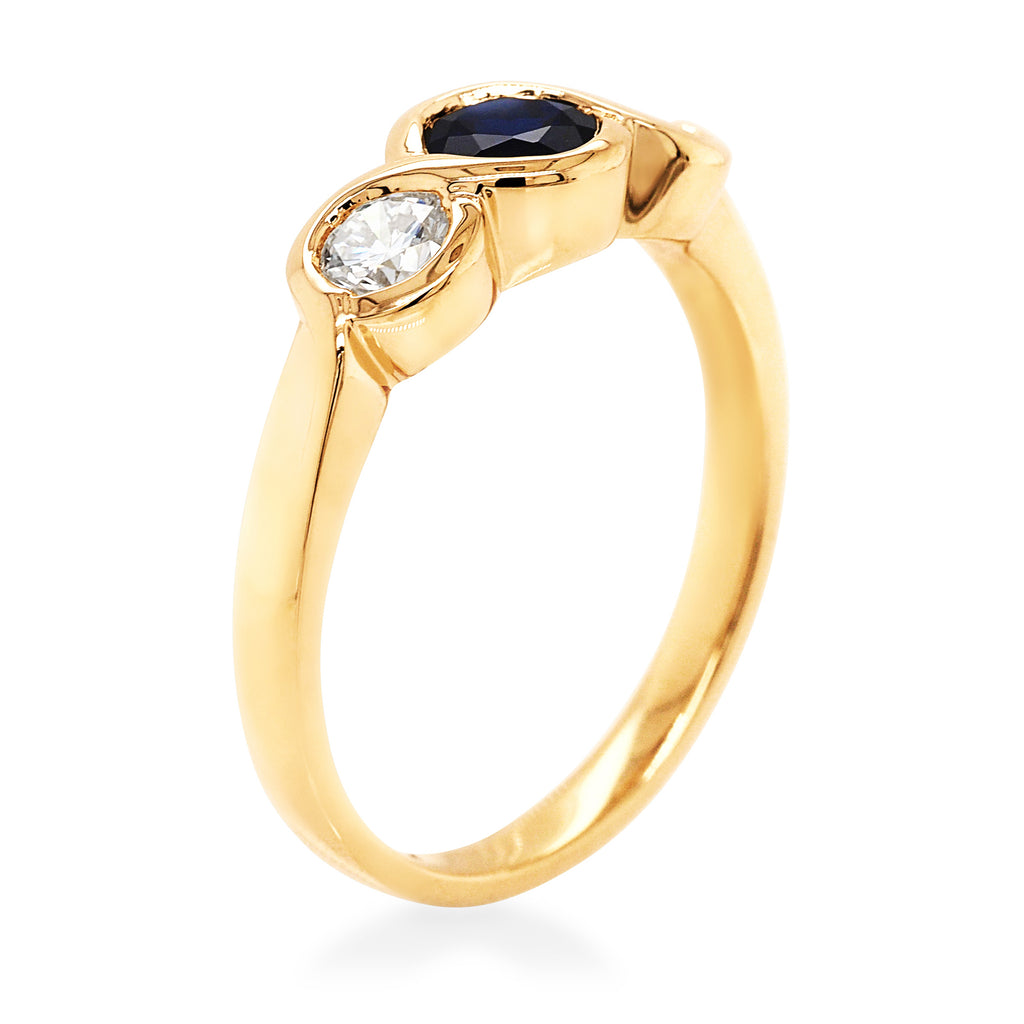 9ct Yellow Gold Lab Grown Diamond & Created Sapphire Ring TD