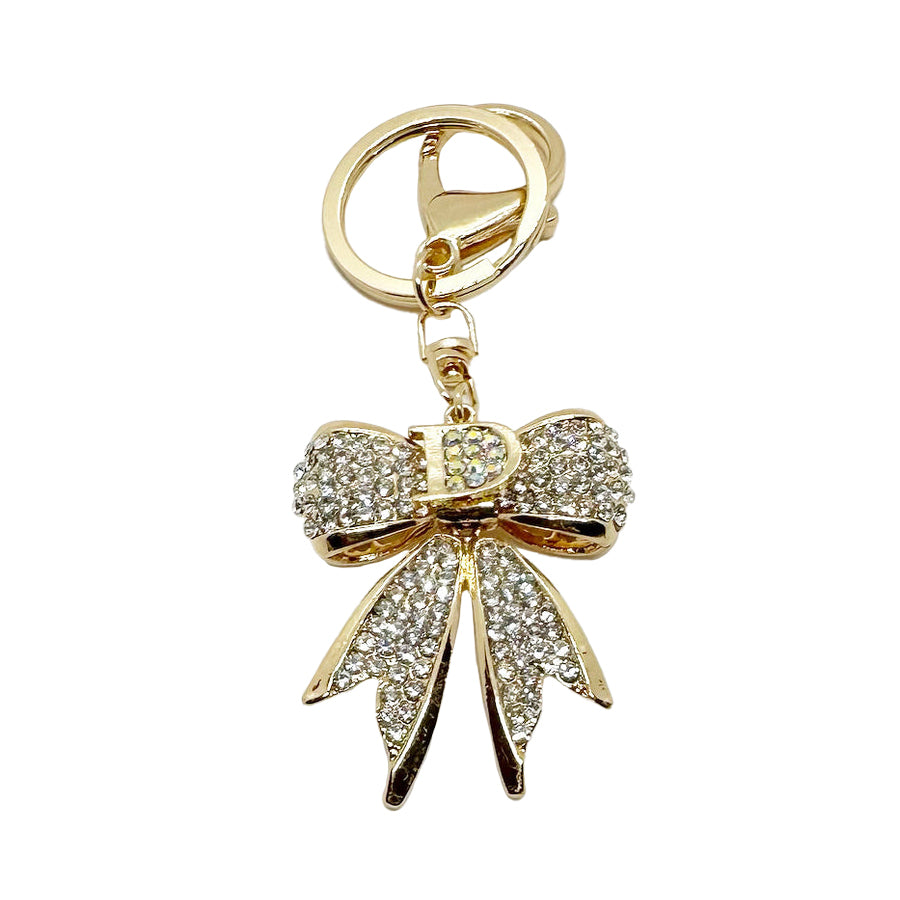 Gold Tone Crystal Bow Keyring