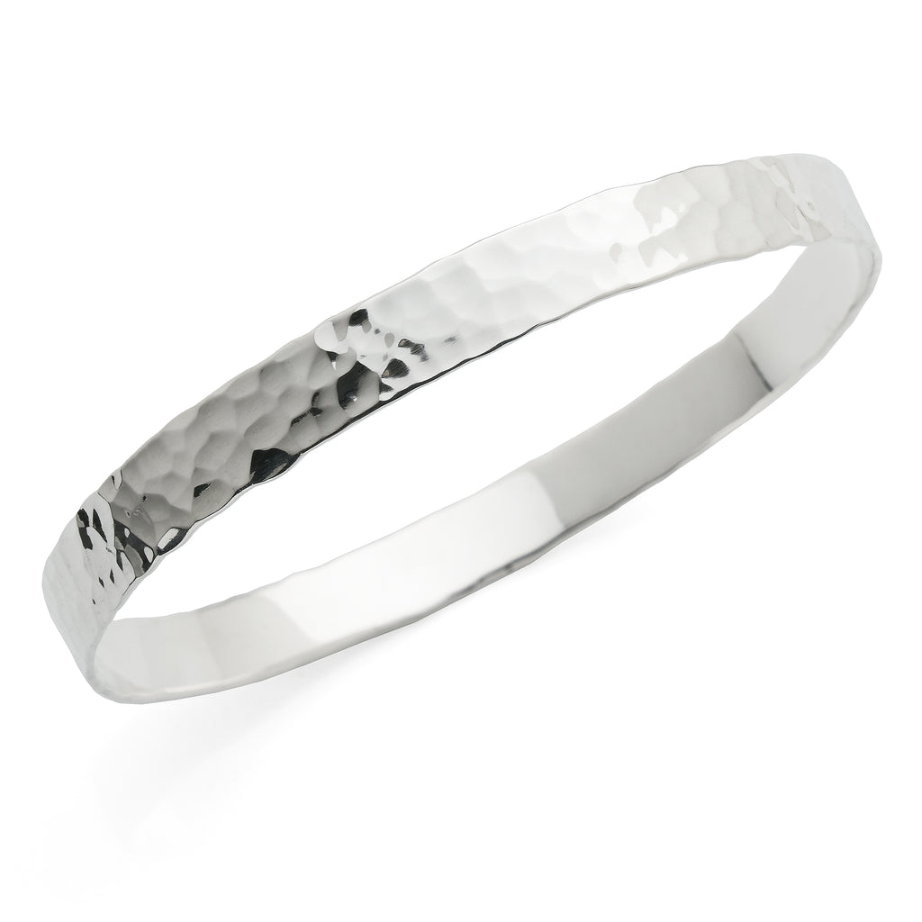 Sterling Silver Hammered Texture 65mm Bangle