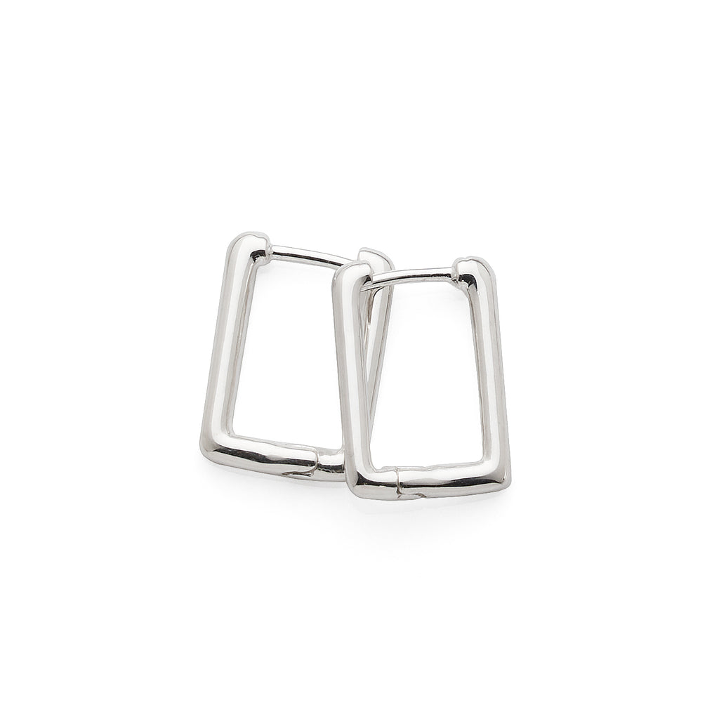 Sterling Silver 15mm Rectangle Hoop Earrings