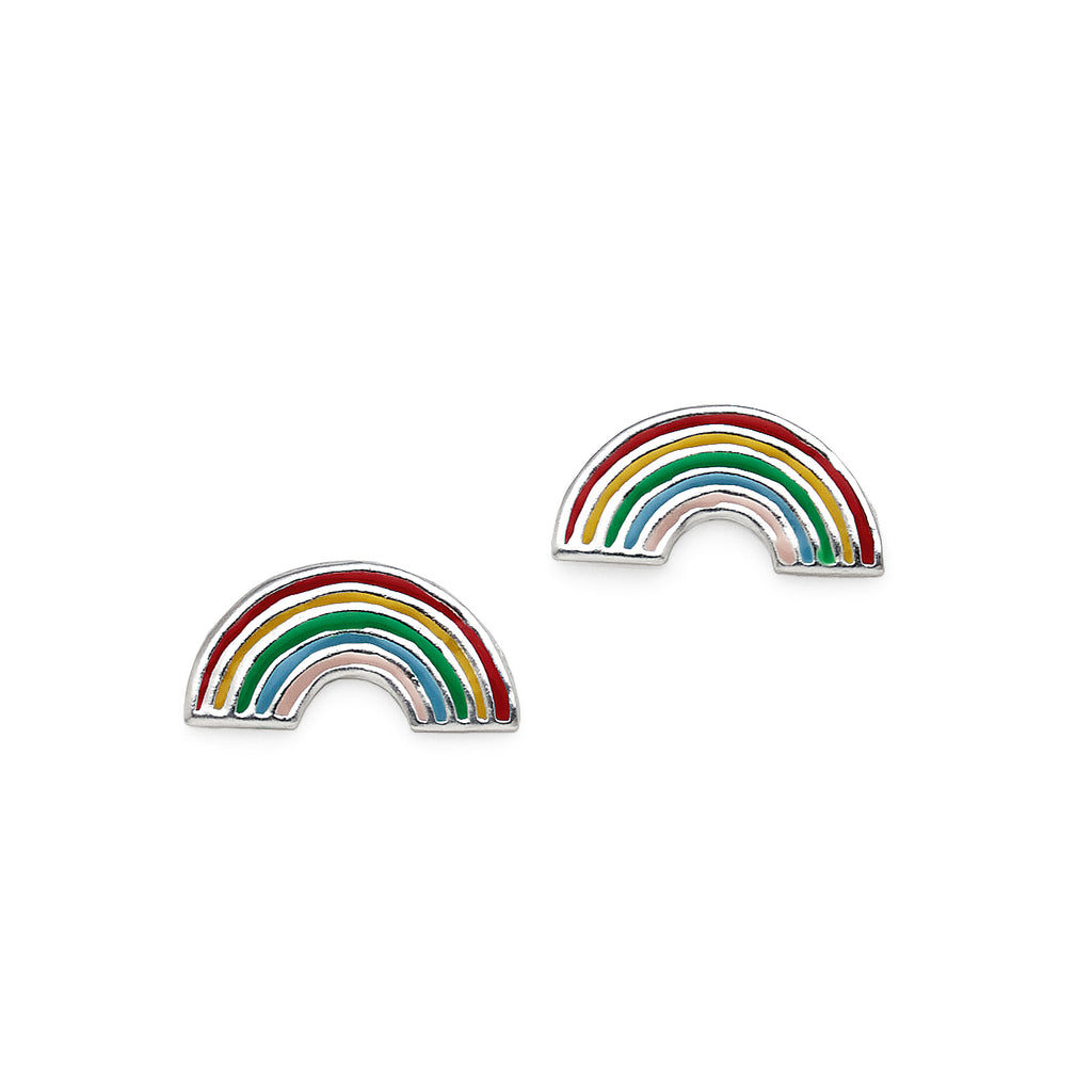 Sterling Silver Rainbow Coloured Enamel Stud Earrings