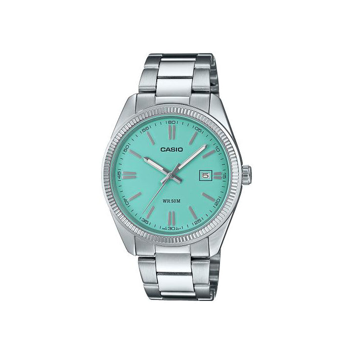Casio Stainless Steel Turquoise Dial Analogue Watch MTP1302P