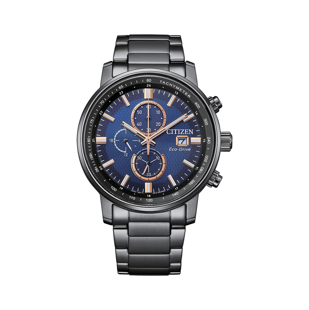 Citizen Eco-Drive Chronograph Black Stainless Steel Watch CA