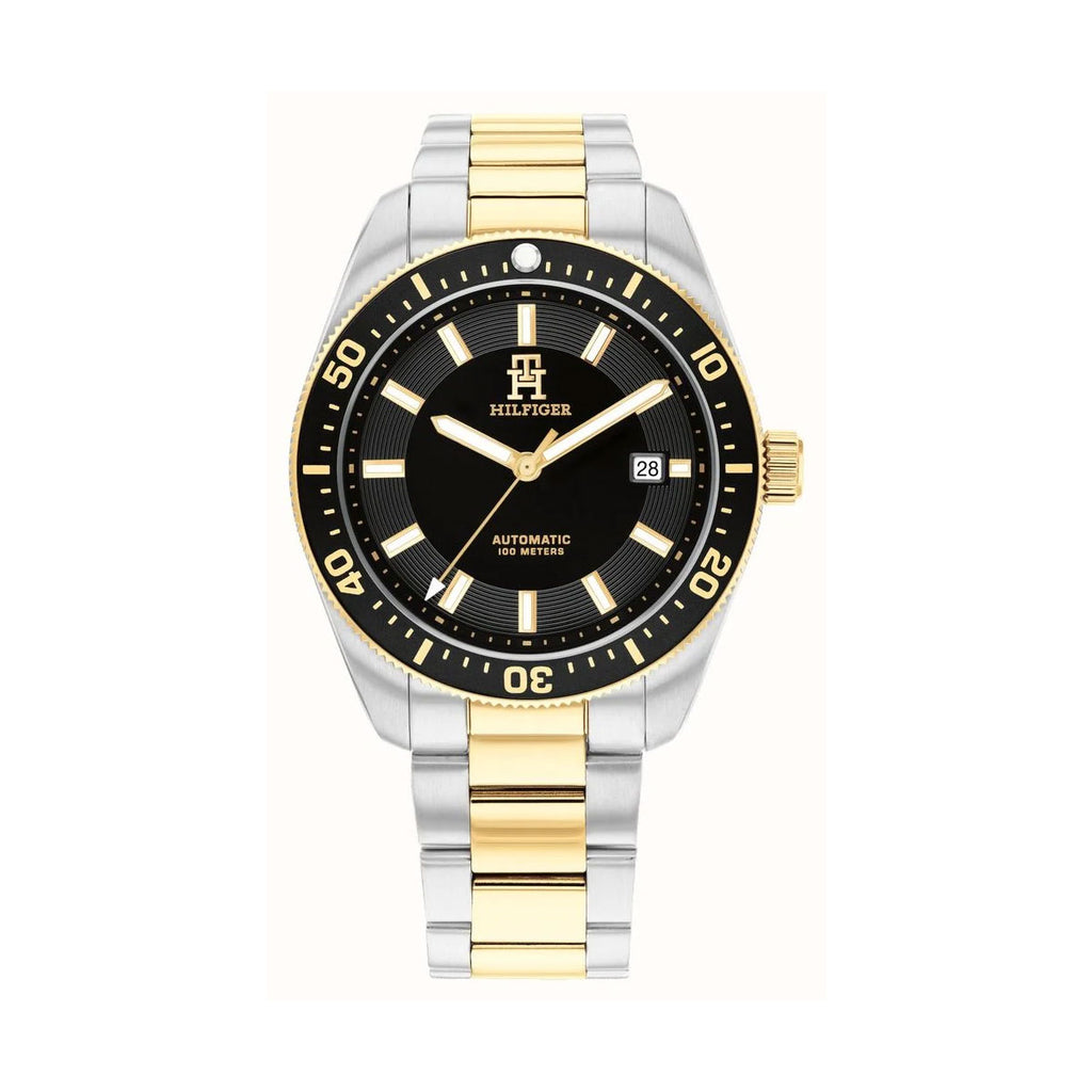 Tommy Hilfiger Automatic 2-Tone Black Dial Watch 1710552