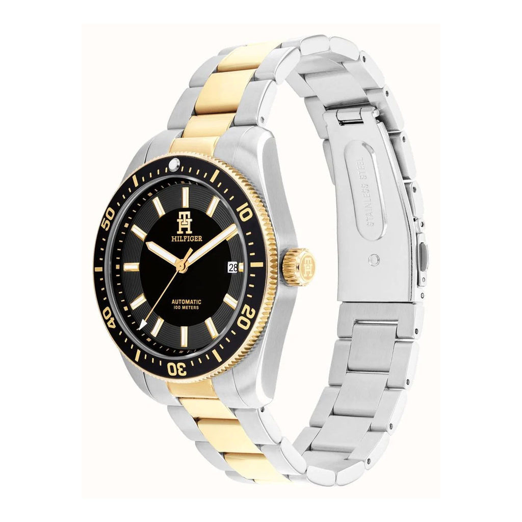 Tommy Hilfiger Automatic 2-Tone Black Dial Watch 1710552