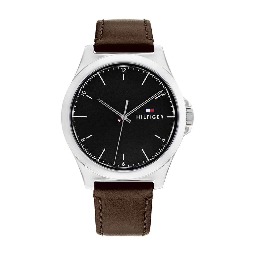 Tommy Hilfiger Norris Brown Leather Black Dial Watch 1710601