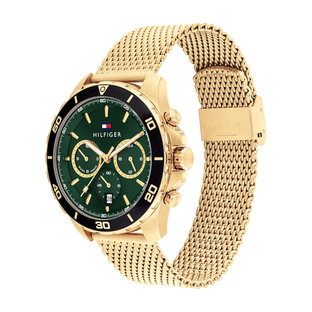 Tommy Hilfiger 'Jordan' Multi-Function Gold Mesh Watch 17920