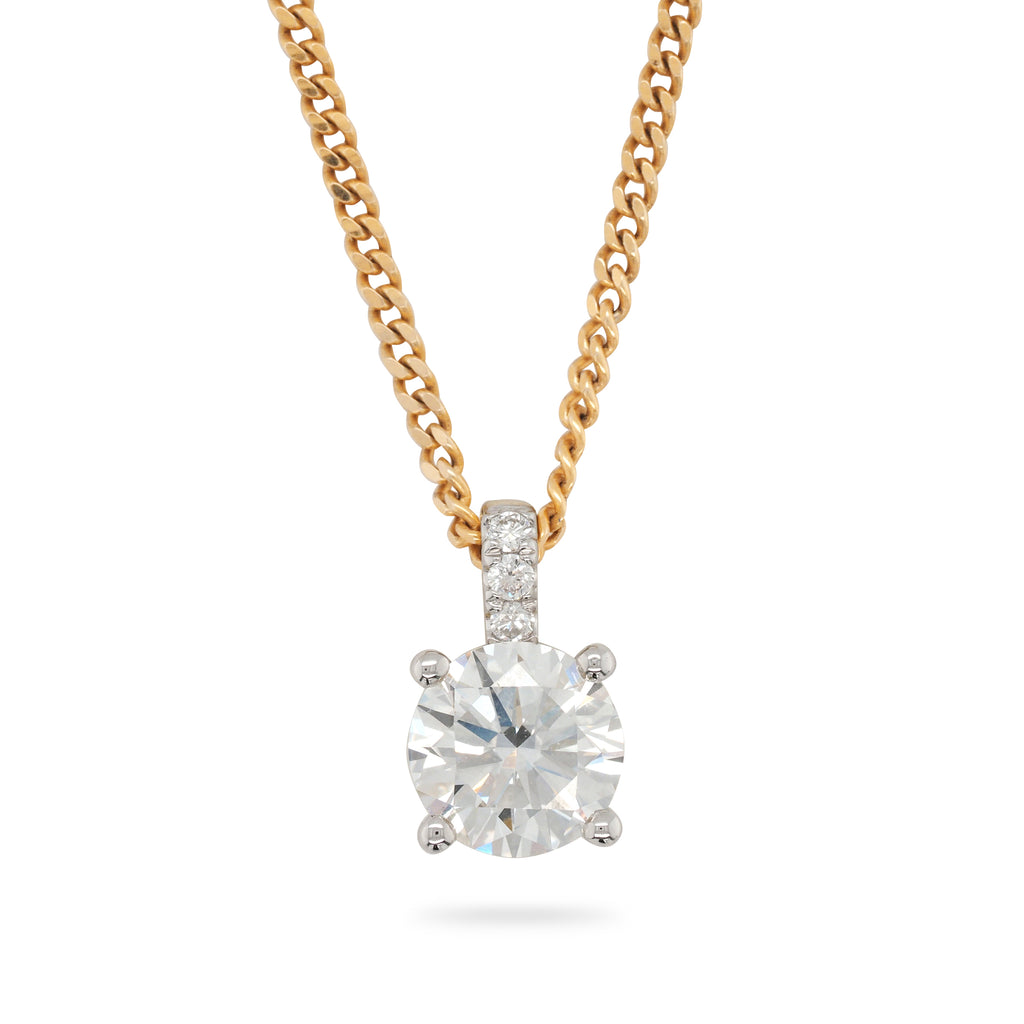 9ct Yellow Gold Lab Grown Diamond Pendant with Diamond Set B