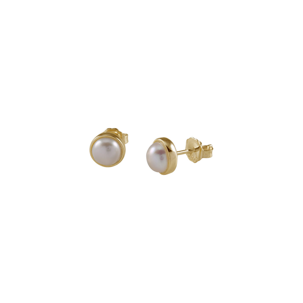 Von Treskow Gold Tone 6mm Cased Round Pearl Stud Earrings FW