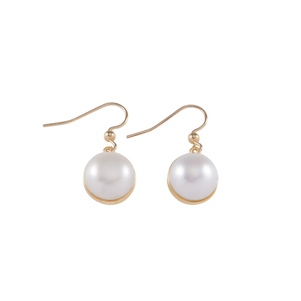 Von Treskow Gold Tone Round Pearl Hook Earrings FWE01-Y