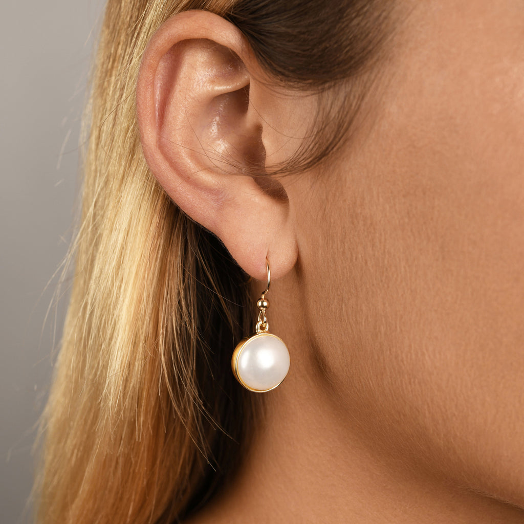 Von Treskow Gold Tone Round Pearl Hook Earrings FWE01-Y