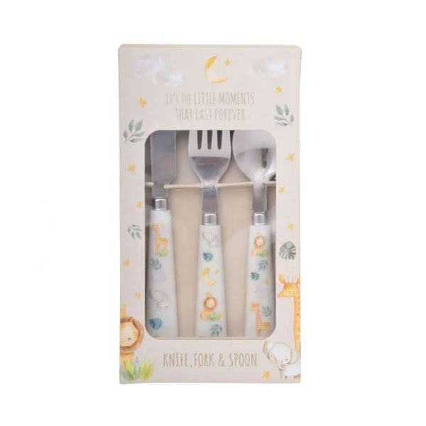 Little Moments Lion, Elephant & Giraffe Child's Cutlery Set