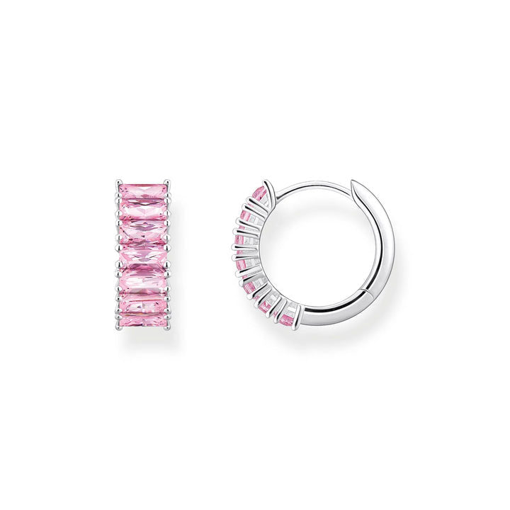 Thomas Sabo Heritage Pink Baguette Cubic Zirconia Hoop Earri